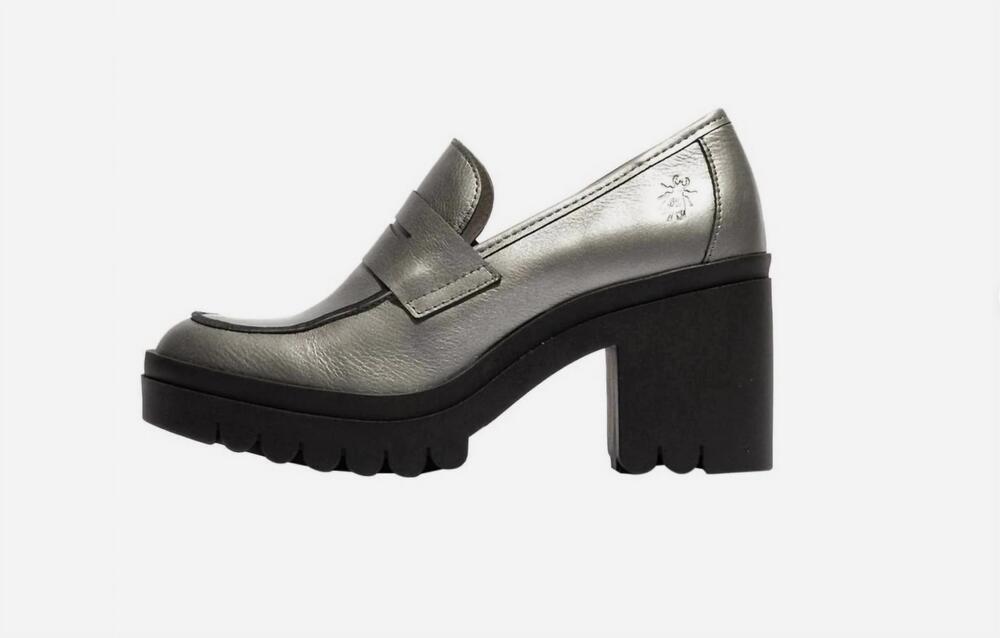 NEW FLY LONDON women's toky platform penny loafer in plomo